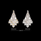 Kite Shape with 5-Cluster Prong Set Round Gem Flatback Stud Earring / Nosering - Gem in 14Kt Gold