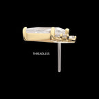 Kite Shape with 5-Cluster Prong Set Round Gem Flatback Stud Earring / Nosering - Gem in 14Kt Gold