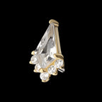 Kite Shape with 5-Cluster Prong Set Round Gem Flatback Stud Earring / Nosering - Gem in 14Kt Gold