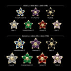 Low Profile 5-Petal Prong Set Gem Flower Flatback Stud Earring / Nosering - Gem in 14Kt Yellow Gold