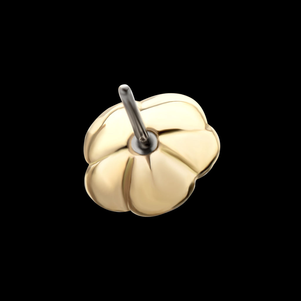 Low Profile 3-Prong Gem Rosebud Bloom Flatback Stud Earring / Nosering - Gem in 14Kt Yellow Gold