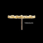 7-Prong Gem Cluster Tri-Flower Threadless Earring / Nosering – 14Kt Yellow Gold