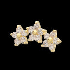 7-Prong Gem Cluster Tri-Flower Threadless Earring / Nosering – 14Kt Yellow Gold