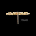 6-Prong Gem Cluster Tri-Flower Threadless Earring / Nosering – 14Kt Yellow Gold
