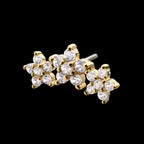 6-Prong Gem Cluster Tri-Flower Threadless Earring / Nosering – 14Kt Yellow Gold