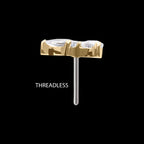 Triple Teardrop Prong Set Gem Flatback Stud Earring / Nosering - Gem in 14Kt Gold
