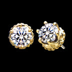 Crown Set CZ Gem Flatback Stud Earring / Nosering - CZ in 14Kt Yellow Gold