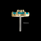 6 Prong Set CZ and Centerpiece Clear CZ Flower Flatback Stud Earring / Nosering - Clear CZ in 14Kt Yellow Gold