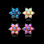 7-Synthetic Opal Flatback Stud Earring / Nosering - Synthetic Opal & Opal in 14Kt Yellow Gold