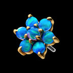 7-Synthetic Opal Flatback Stud Earring / Nosering - Synthetic Opal & Opal in 14Kt Yellow Gold