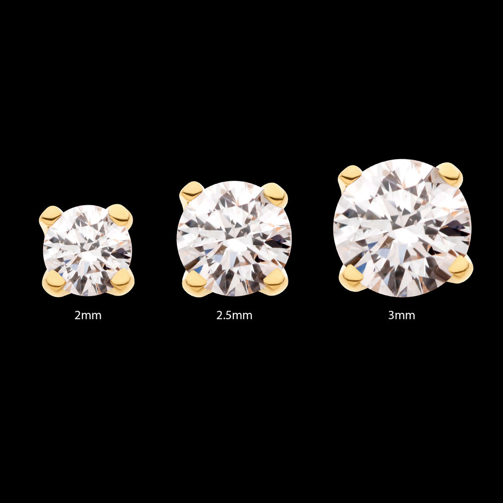 Prong Set Genuine Round Diamond Flatback Stud Earring / Nosering - Diamond in 14Kt Yellow Gold