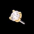 Prong Set Genuine Round Diamond Flatback Stud Earring / Nosering - Diamond in 14Kt Yellow Gold