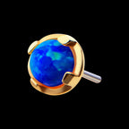 Prong Set Opal Flatback Stud Earring / Nosering - Opal in 14Kt Yellow Gold