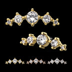 5-Clear CZ Flatback Stud Earring / Nosering - Clear CZ in 14Kt Gold