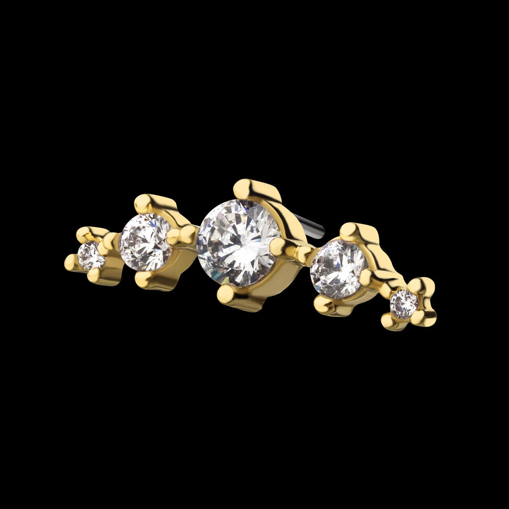 5-Clear CZ Flatback Stud Earring / Nosering - Clear CZ in 14Kt Gold