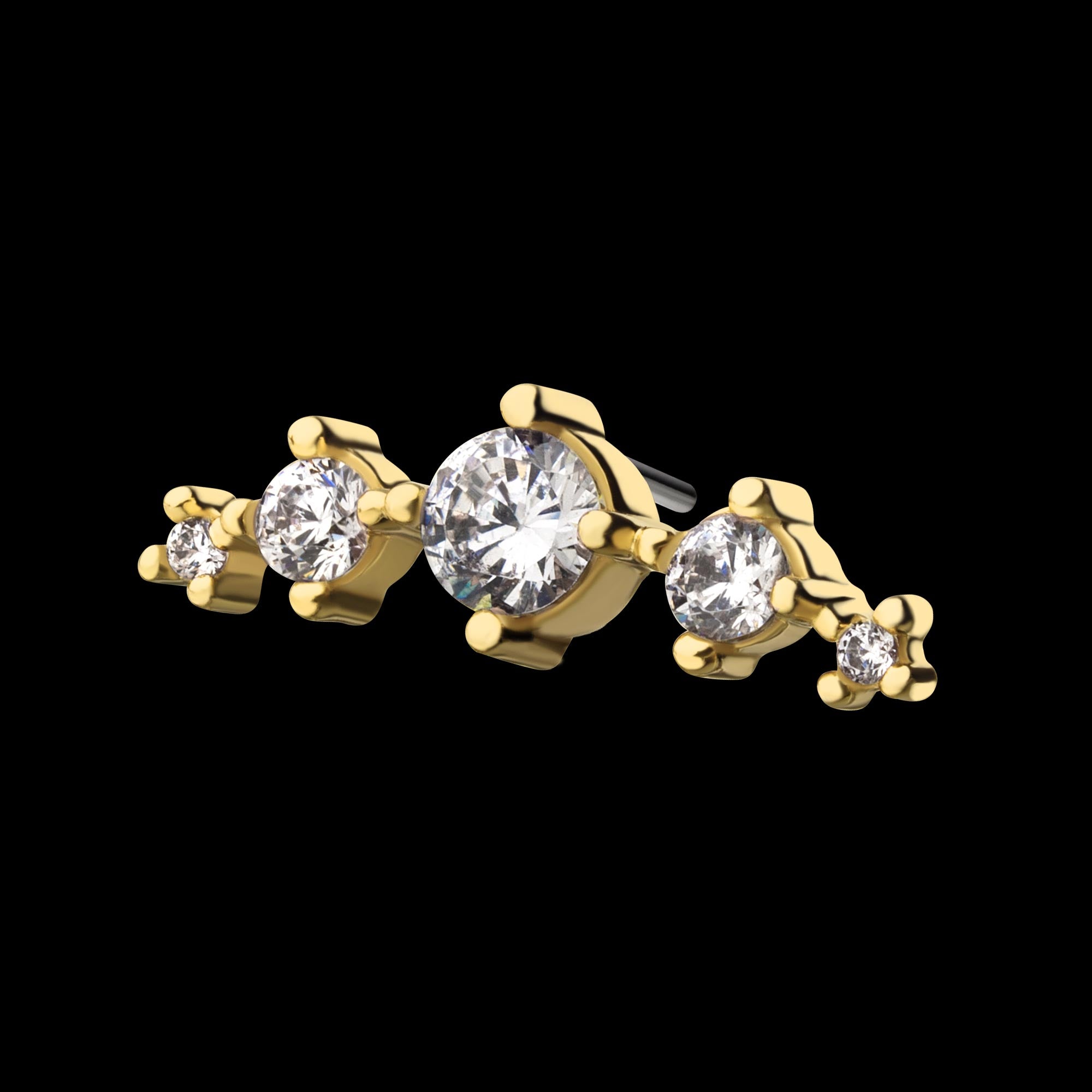 5-Clear CZ Flatback Stud Earring / Nosering - Clear CZ in 14Kt Gold
