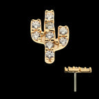 Prong Set 9 Round Clear CZ Cactus Flatback Stud Earring / Nosering - Clear CZ in 14Kt Yellow Gold