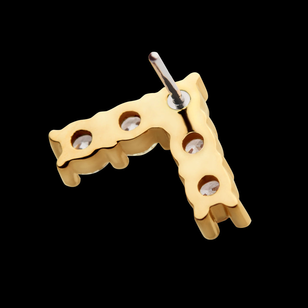 Prong Set 5 Round Clear CZ Triangle Flatback Stud Earring / Nosering - Clear CZ in 14Kt Yellow Gold