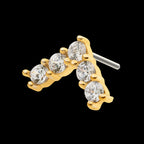 Prong Set 5 Round Clear CZ Triangle Flatback Stud Earring / Nosering - Clear CZ in 14Kt Yellow Gold
