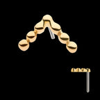 7 Beads Triangle Flatback Stud Earring / Nosering - 14Kt Yellow Gold