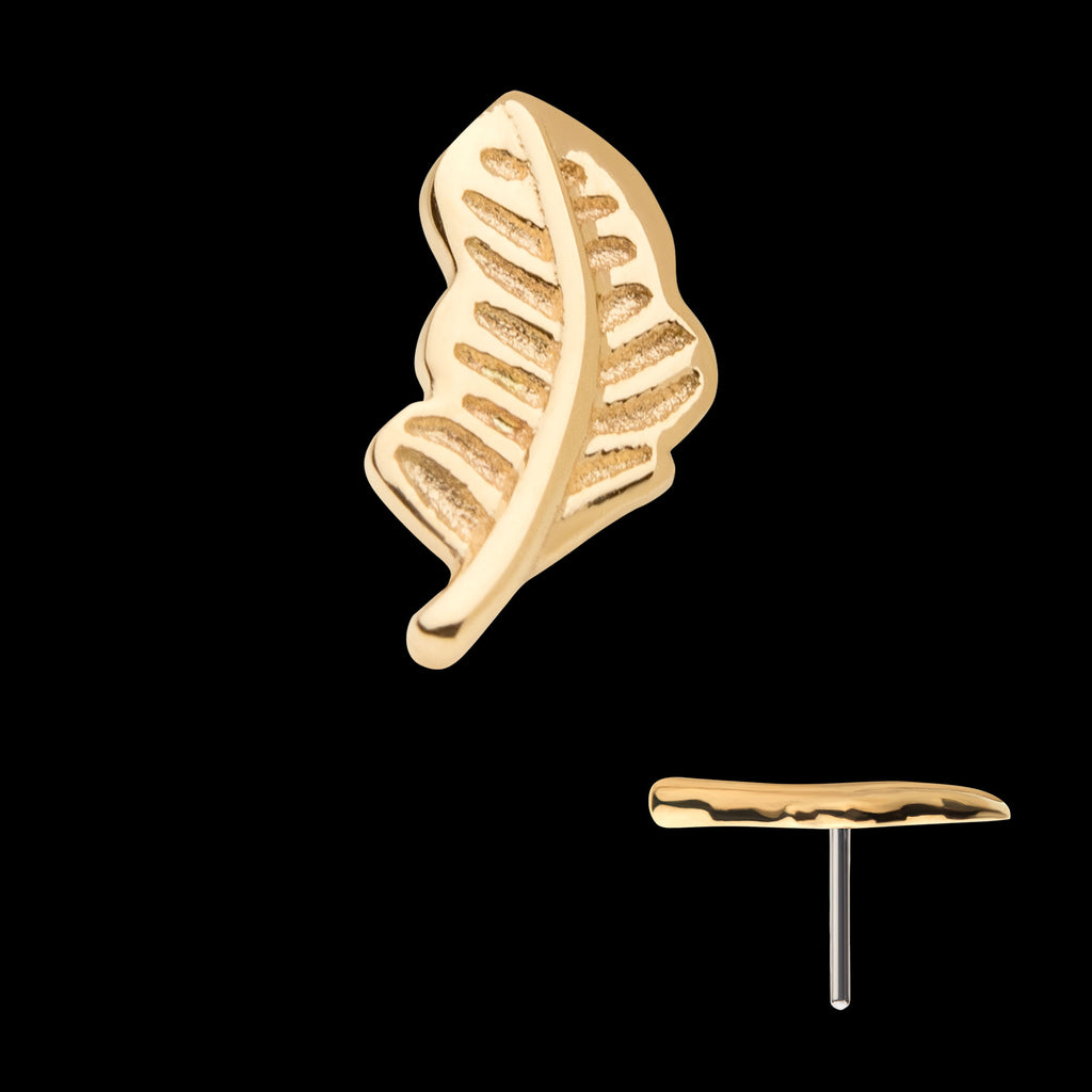 Feather Flatback Stud Earring / Nosering - 14Kt Yellow Gold