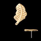 Feather Flatback Stud Earring / Nosering - 14Kt Yellow Gold