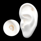 Prong Set Pear-Shaped CZ/Synthetic Opal/Stone Flatback Stud Earring / Nosering - Synthetic Opal & CZ & Opal in 14Kt Gold