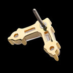 Prong Set Round and Baguette Clear CZ Triangle Flatback Stud Earring / Nosering - Clear CZ in 14Kt Yellow Gold