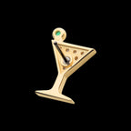 Pave Set Round Clear CZ and Olive Green CZ Martini Flatback Stud Earring / Nosering - Clear CZ in 14Kt Yellow Gold