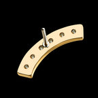Prong Set Clear CZ 6-Cluster Curved Bar Flatback Stud Earring / Nosering - Clear CZ in 14Kt Yellow Gold