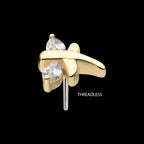 Dragonfly with Prong Set Marquise Gem Flatback Stud Earring / Nosering - Gem in 14Kt Gold