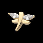 Dragonfly with Prong Set Marquise Gem Flatback Stud Earring / Nosering - Gem in 14Kt Gold