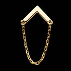 Chevron with Dangling Chain Flatback Stud Earring / Nosering - 14Kt Yellow Gold
