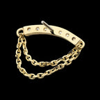 7 Round Prong Set CZ Curve Bar with 2 Tier Dangle Chain Flatback Stud Earring / Nosering - CZ in 14Kt Yellow Gold