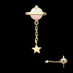 Opal Planet with Chain Star Dangle Flatback Stud Earring / Nosering - Opal in 14Kt Yellow Gold