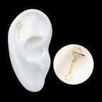 Opal Planet with Chain Star Dangle Flatback Stud Earring / Nosering - Opal in 14Kt Yellow Gold