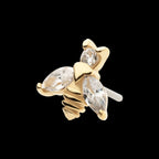 Bee with Prong Set Marquise Gem Wings Flatback Stud Earring / Nosering - Gem in 14Kt Gold