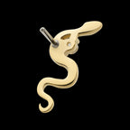 Snake with 2 Prong Clear CZ Flatback Stud Earring / Nosering - Clear CZ in 14Kt Yellow Gold