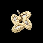 Flower with 4 Marquise Clear CZ Flatback Stud Earring / Nosering - Clear CZ in 14Kt Yellow Gold