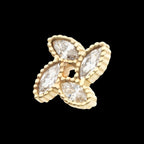 Flower with 4 Marquise Clear CZ Flatback Stud Earring / Nosering - Clear CZ in 14Kt Yellow Gold