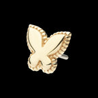 Beaded Edge Butterfly Flatback Stud Earring / Nosering - 14Kt Yellow Gold