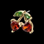 Cherry Heart Leaf Flatback Stud Earring / Nosering - 14Kt Yellow Gold