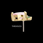 Peach Heart with Leaf Flatback Stud Earring / Nosering - 14Kt Yellow Gold