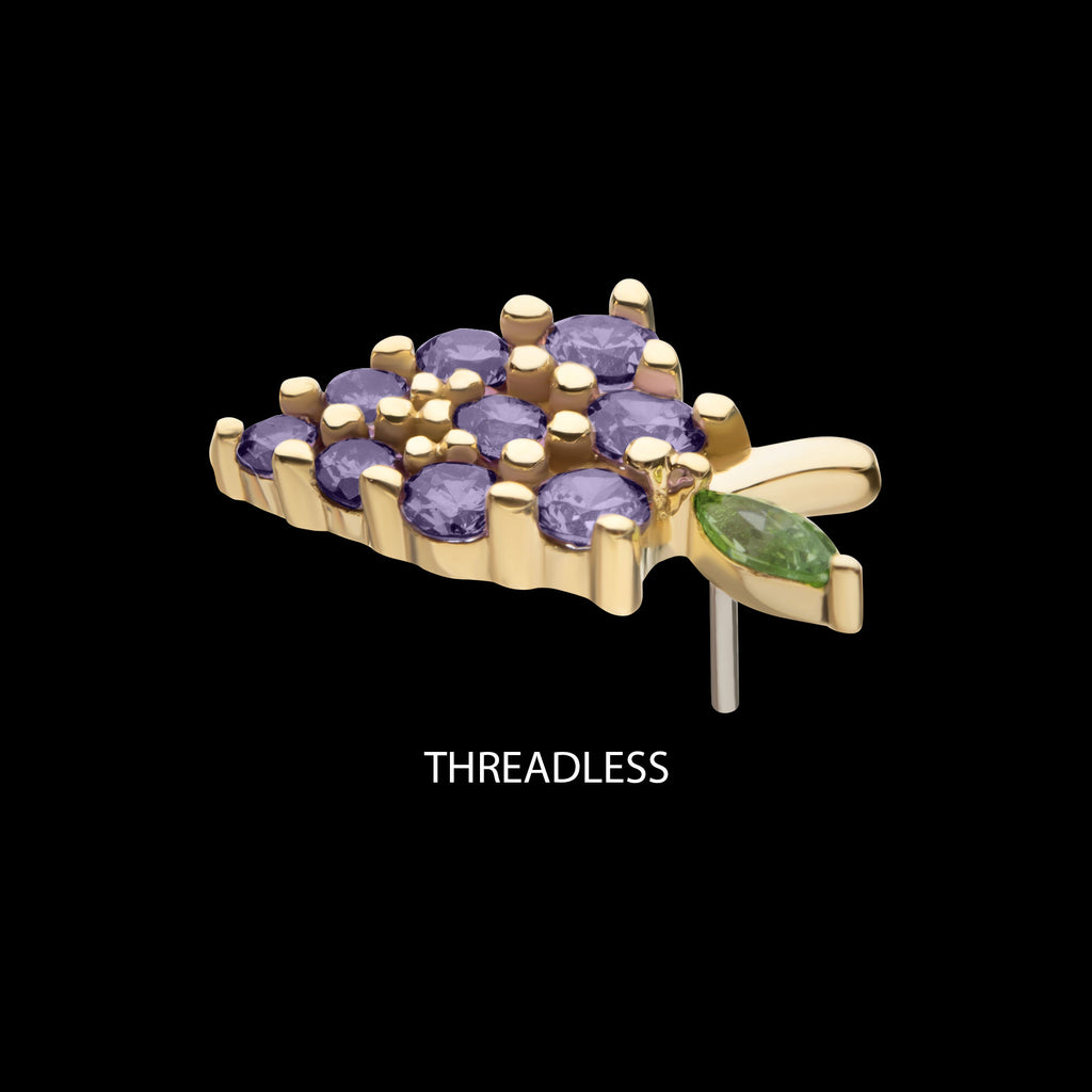 Grape Cluster Flatback Stud Earring / Nosering - 14Kt Yellow Gold