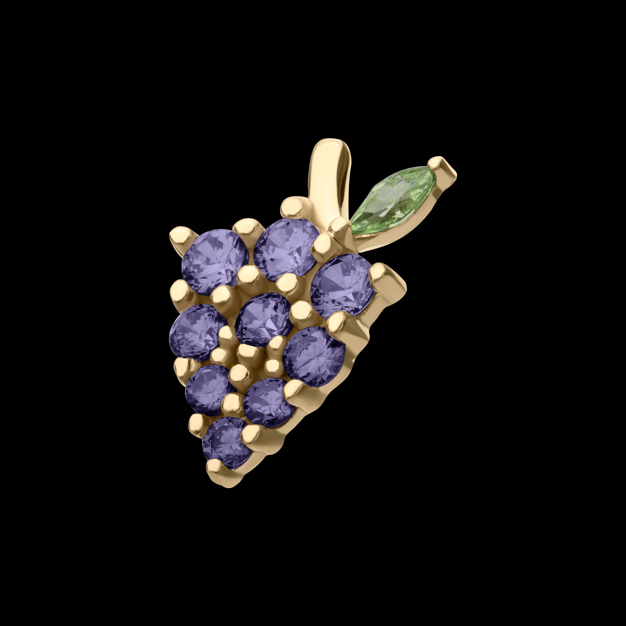 Grape Cluster Flatback Stud Earring / Nosering - 14Kt Yellow Gold