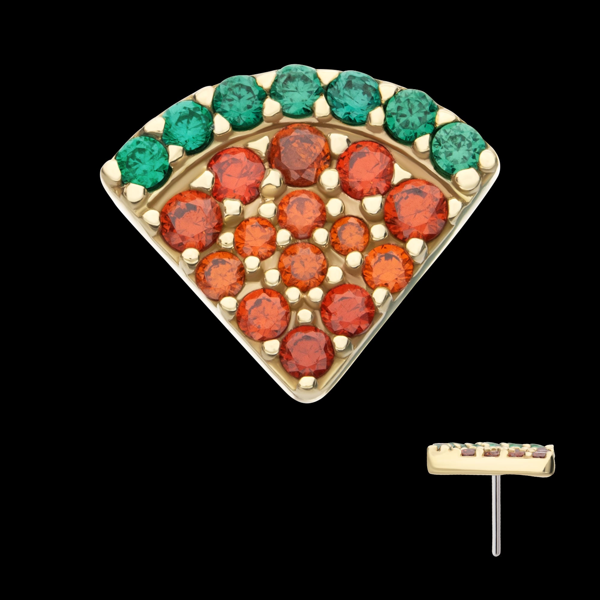 Watermelon Slice Flatback Stud Earring / Nosering - 14Kt Yellow Gold
