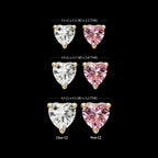 3-Prong Icon Heart CZ Gem Flatback Stud Earring / Nosering - CZ in 14Kt Yellow Gold