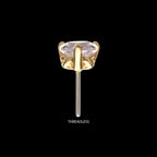3-Prong Icon Heart CZ Gem Flatback Stud Earring / Nosering - CZ in 14Kt Yellow Gold
