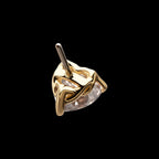 3-Prong Icon Heart CZ Gem Flatback Stud Earring / Nosering - CZ in 14Kt Yellow Gold