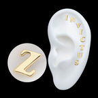 Cooper Black Italic Letter Initial s Flatback Stud Earring / Nosering - 14Kt Yellow Gold